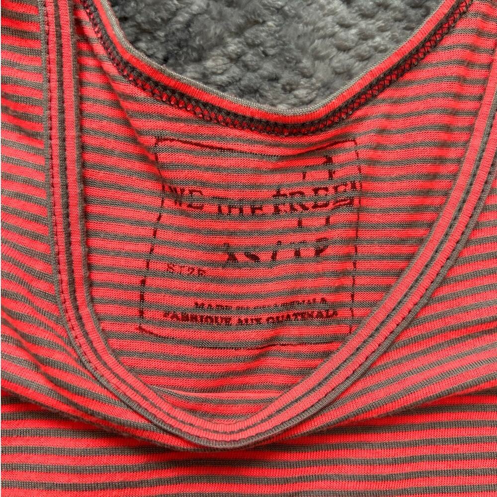 We The Free People Striped Sedgwick Tank Top Shirt Coral Gray Oversized Size XS - Picture 7 of 10